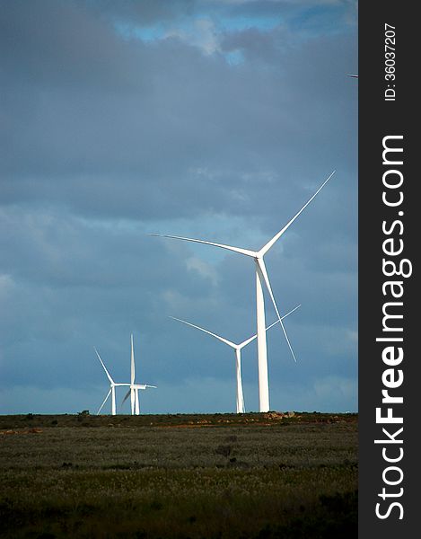 Huge wind turbines at the Jeffreys Bay Wind Farm in South Africa will from mid-2014, supply 460 000 MWh per year, enough clean, renewable electrical energy to meet the needs of 110 000 average South African households. Huge wind turbines at the Jeffreys Bay Wind Farm in South Africa will from mid-2014, supply 460 000 MWh per year, enough clean, renewable electrical energy to meet the needs of 110 000 average South African households.