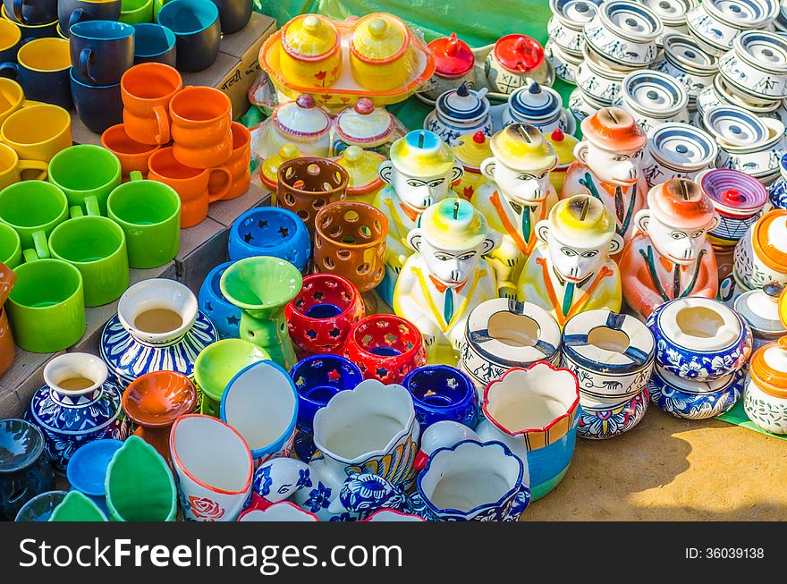 Colorful bone china cups and pots for sale