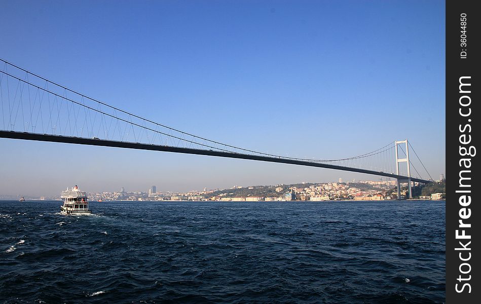 Bosporus bridge over Bospor in Istanbul, Turkey