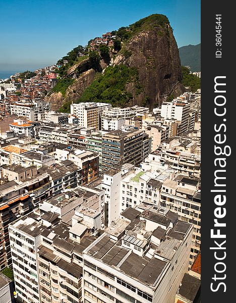 Copacabana And Favela Cantagalo In Rio De Janeiro