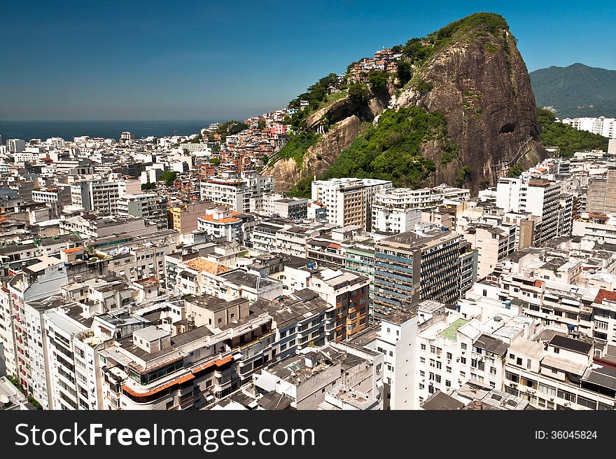 Copacabana And Favela Cantagalo In Rio De Janeiro