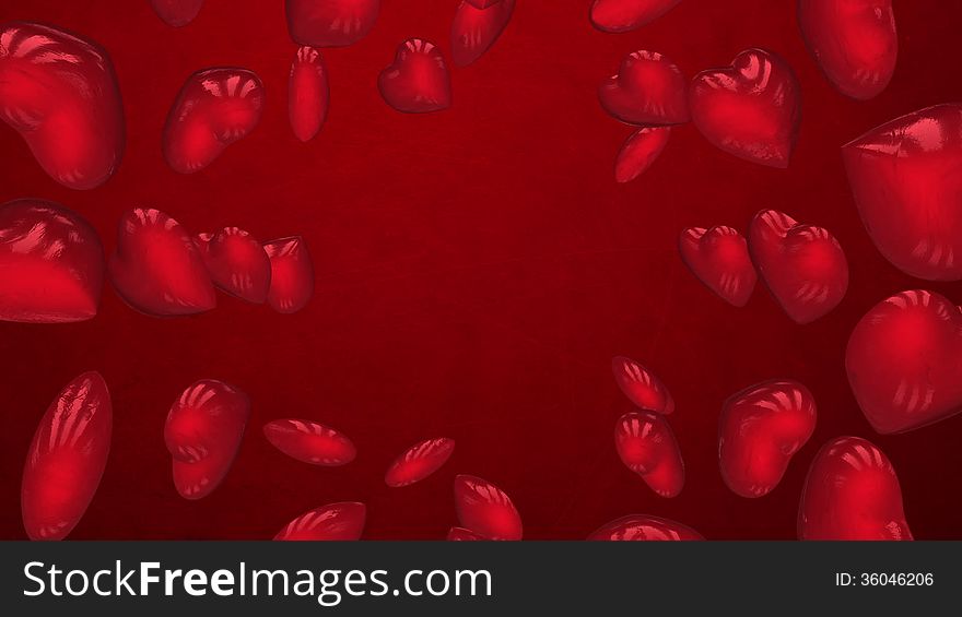 Rotating red hearts on background. Rotating red hearts on background