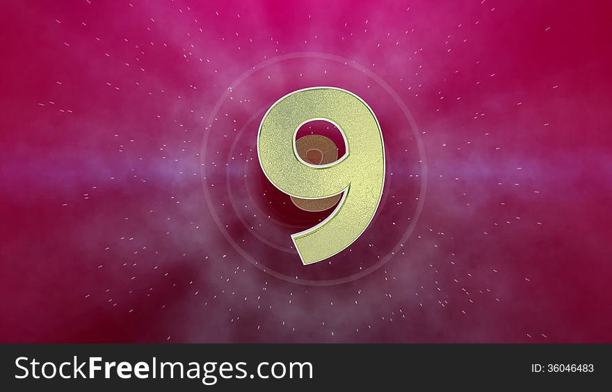 Countdown From 9 To 0 With Red Background