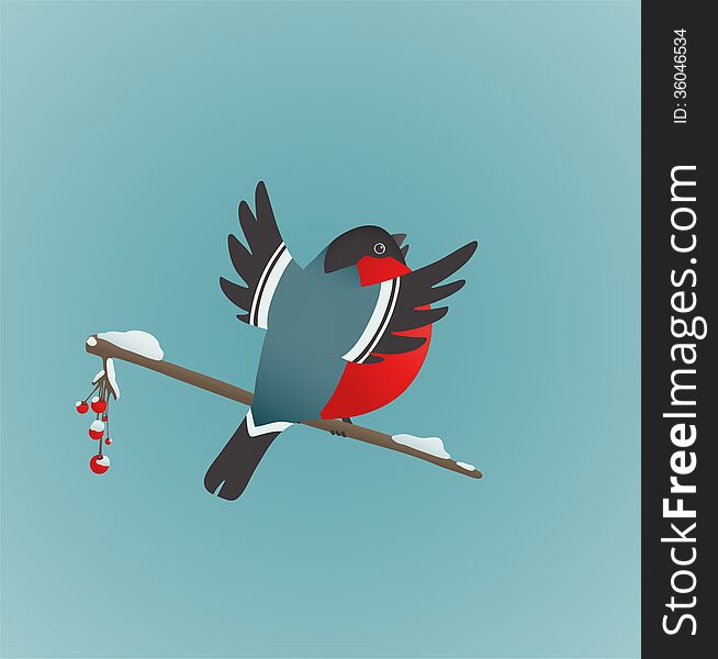 Bird illustration with berries. Vector EPS8 drawing. Bird illustration with berries. Vector EPS8 drawing.