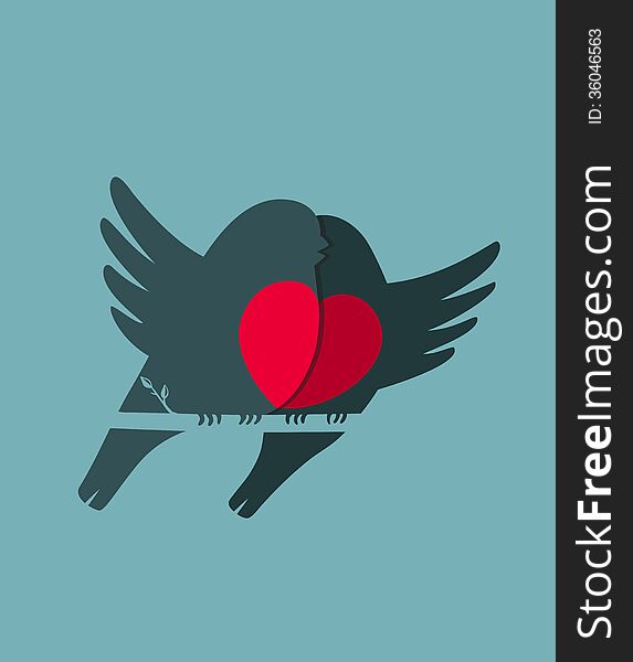 Birds couple in love illustration. Vector EPS8 drawing. Birds couple in love illustration. Vector EPS8 drawing.