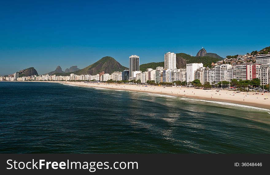 Panoramic view of Copacabana beach on a Sunny Summer Day in Rio de Janeiro, Brazil. Panoramic view of Copacabana beach on a Sunny Summer Day in Rio de Janeiro, Brazil.