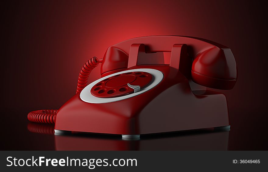 Red telephone on red background