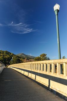 Concrete Bridge With Light Pole Over River Stock Photos Concrete Bridge With Light Pole Over River Stock Photos
