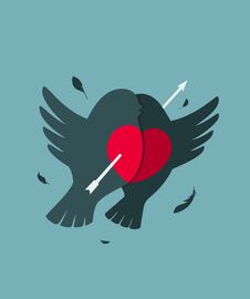 Bullfinch Birds Heart Love Couple With Arrow Stock Images Bullfinch Birds Heart Love Couple With Arrow Stock Images