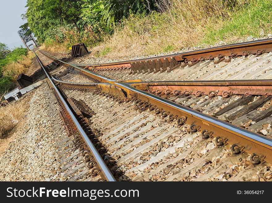 Railway tracks at the junction