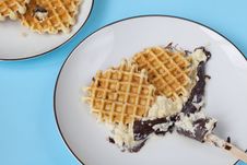 Waffles With Ace-cream Royalty Free Stock Images