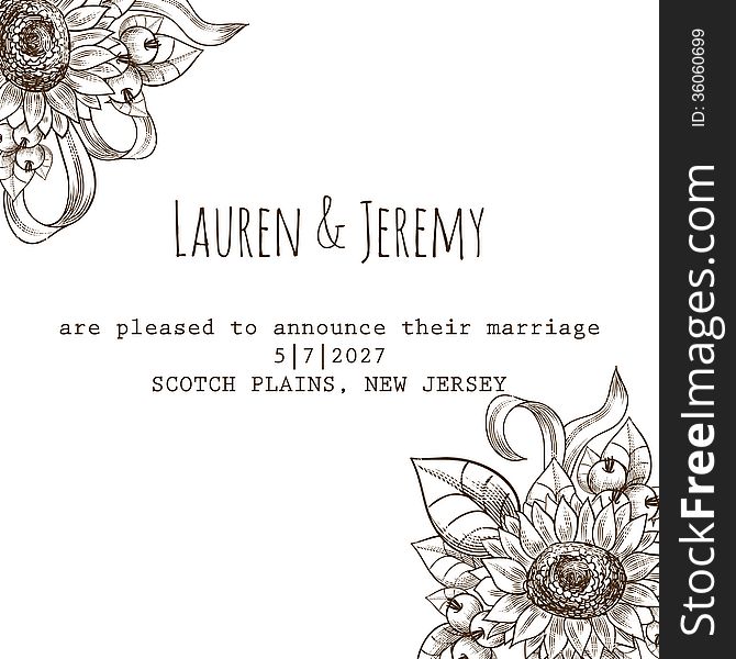 Wedding card or invitation with abstract floral background