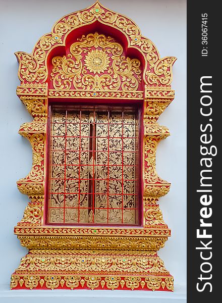 Detail of temple s door chiangmai , Thailand .