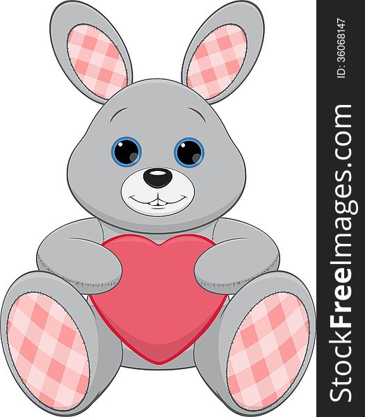 Vector toy bunny with heart. This is file of EPS10 format.