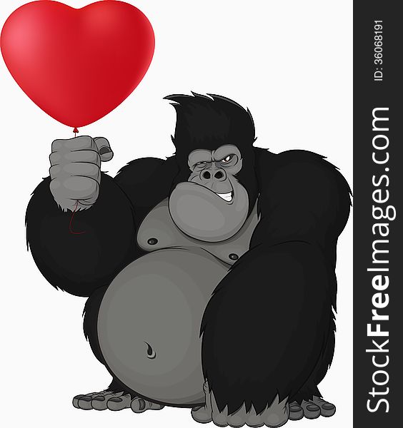 Vector illustration: Monkey with balloon