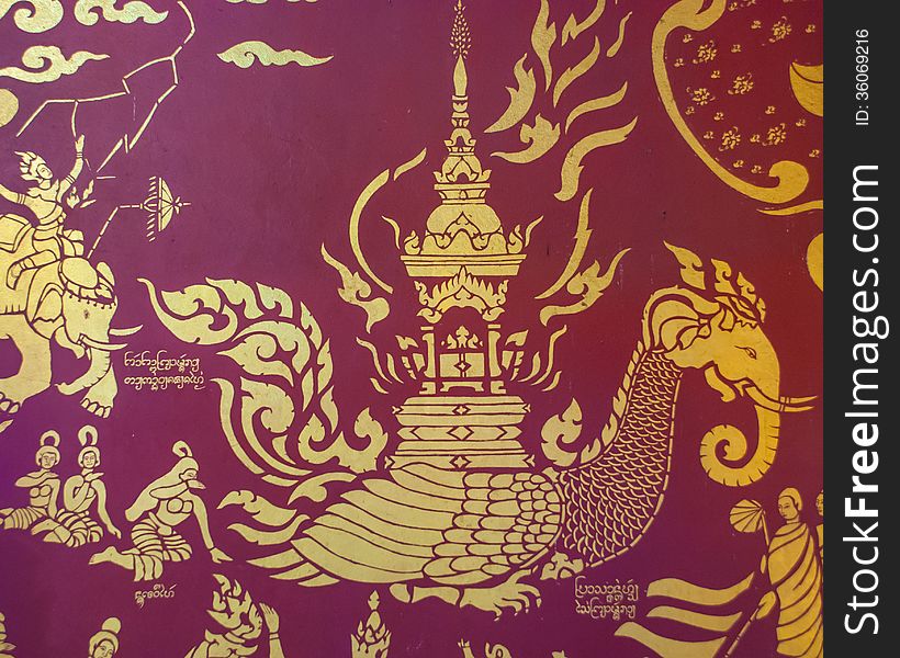 A Thai art pattern from temple ceiling. A Thai art pattern from temple ceiling.