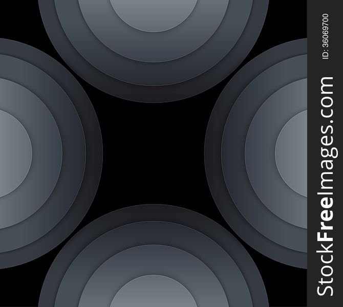 Abstract dark grey paper circles background