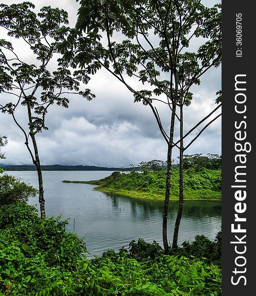 Lake Arenal in surrounded by rain forest in Costa Rica. Lake Arenal in surrounded by rain forest in Costa Rica