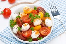 Salad With Mozzarella, Fresh Herbs And Colorful Cherry Tomatoes Stock Images Salad With Mozzarella, Fresh Herbs And Colorful Cherry Tomatoes Stock Images