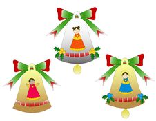 Trio Of Christmas Bells Isolated Stock Image Trio Of Christmas Bells Isolated Stock Image