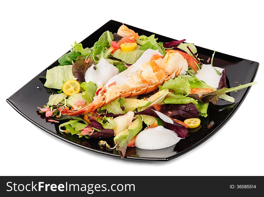 Lobster salad in japanese style with lettuce