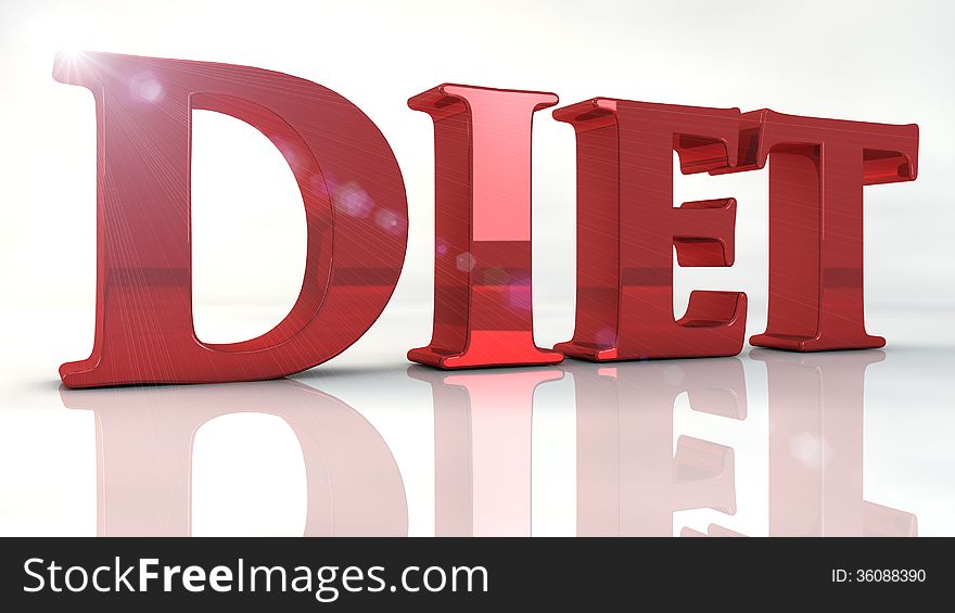 3d design. Diet 3d text and white background