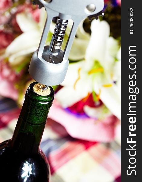 Close-up of wine bottle opener. Close-up of wine bottle opener