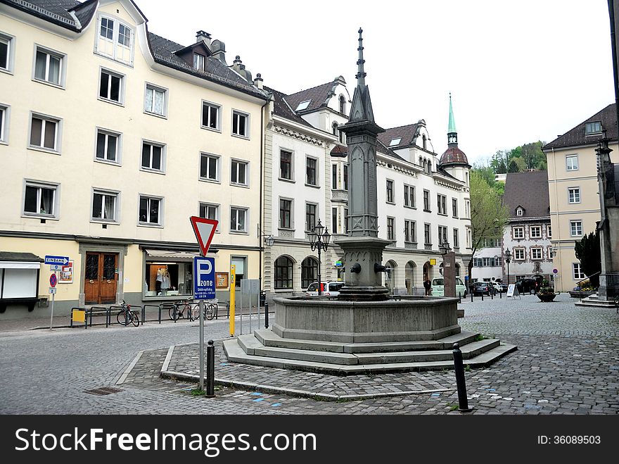 Townscape of Feldkirch, Vorarlberg, Austria. april 2012