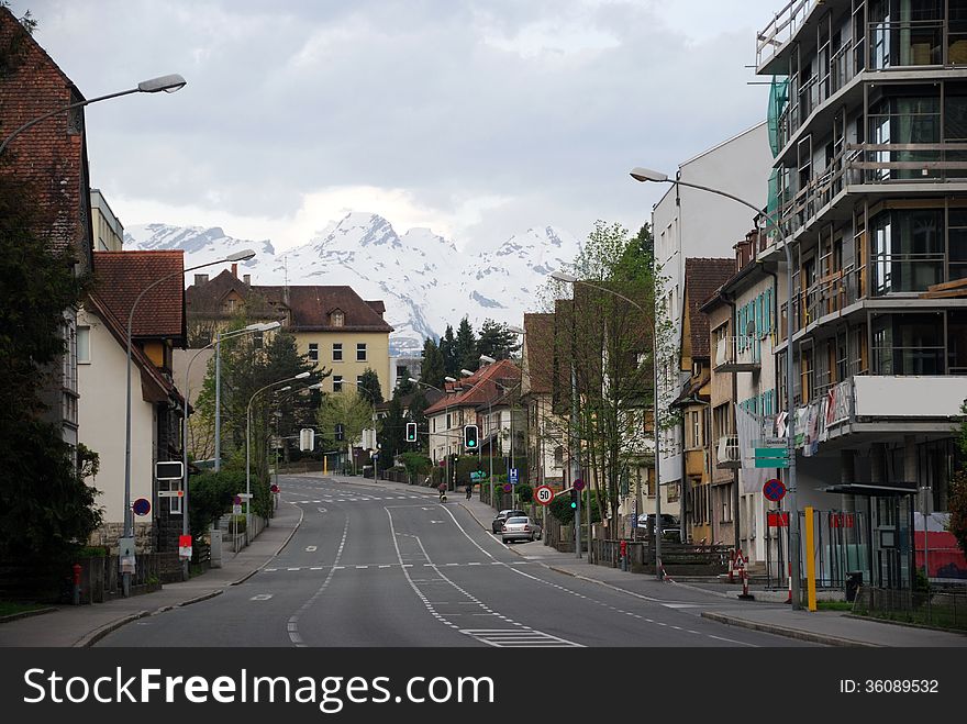 Townscape of Feldkirch, Vorarlberg, Austria. april 2012