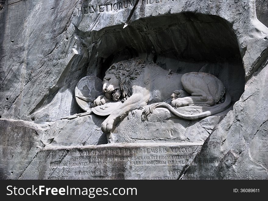 Famous lion monument in lucerne, Switzerland