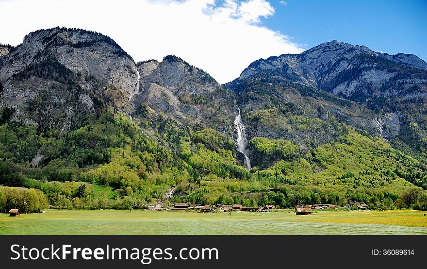 Aerial view of a swiss country village