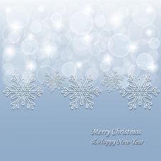 Christmas Background With 3d Snowflakes And Stars Stock Photos