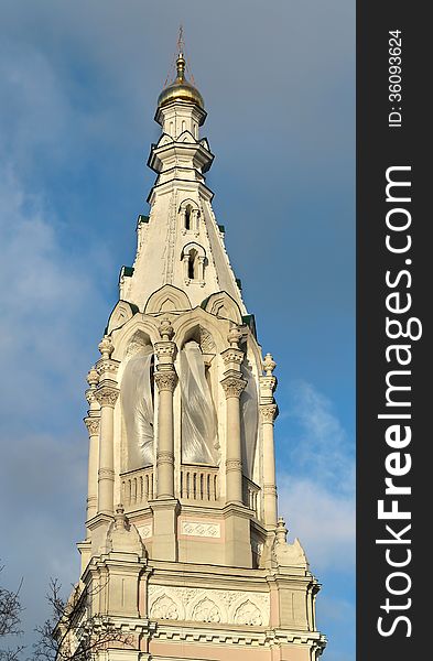 Bell tower of St. Sophia Cathedral in Moscow sunlight