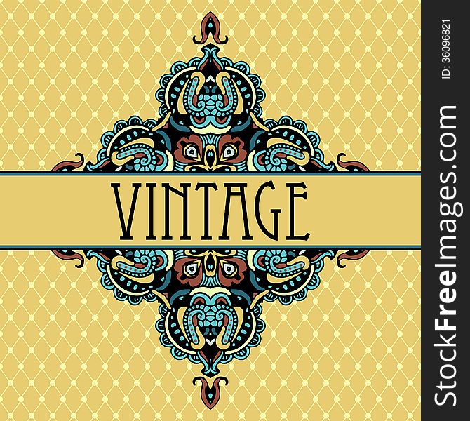 Card ethnic vintage vignette background. Card ethnic vintage vignette background