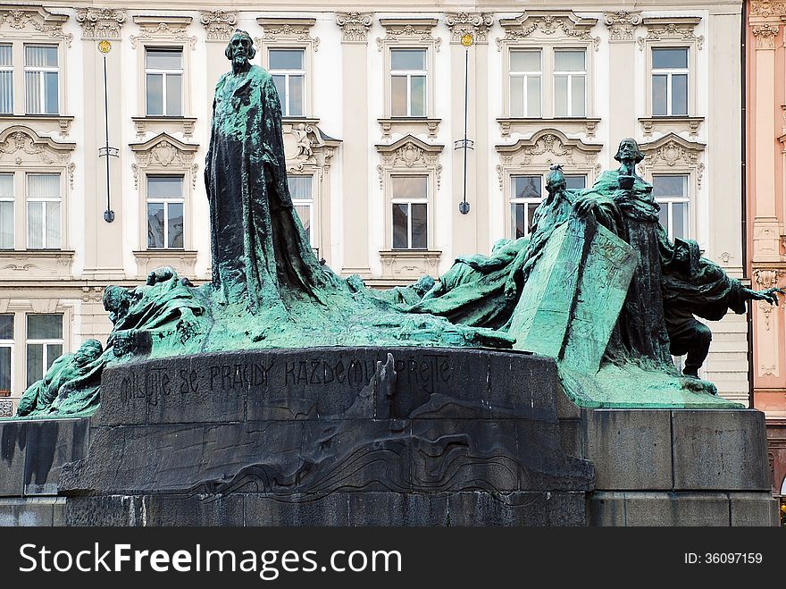 The Jan Hus Memorial in Old Town Square, Prague, Czech Republic