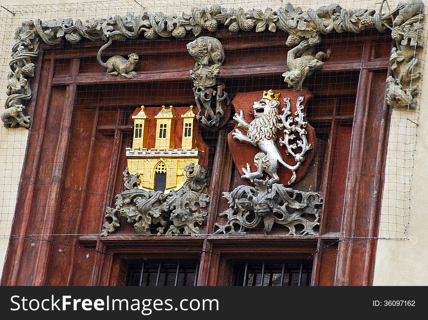 Decoration of old building in Prague, Czech Republic