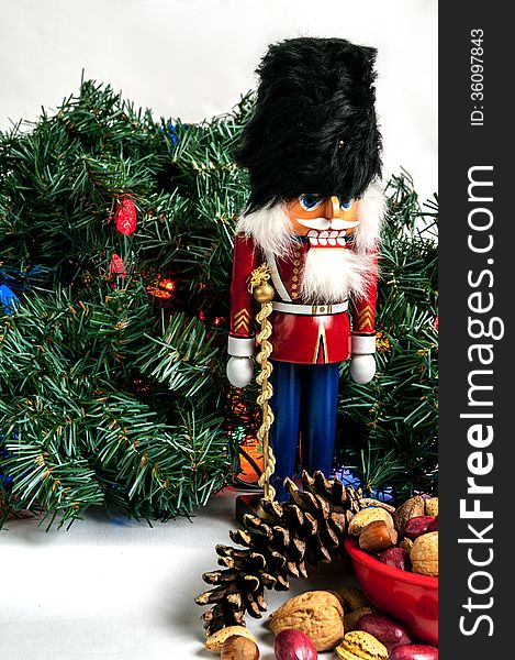 Nutcracker and Greenery with ligths