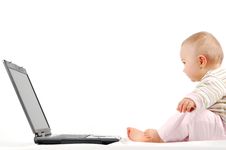 Baby Having Fun With Laptop 13 Stock Images