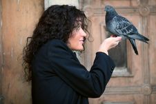 Lady & Pigeon Stock Images Lady & Pigeon Stock Images