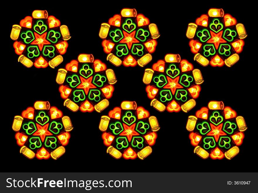 Eight lighted christmas lantern isolated on black background. Eight lighted christmas lantern isolated on black background