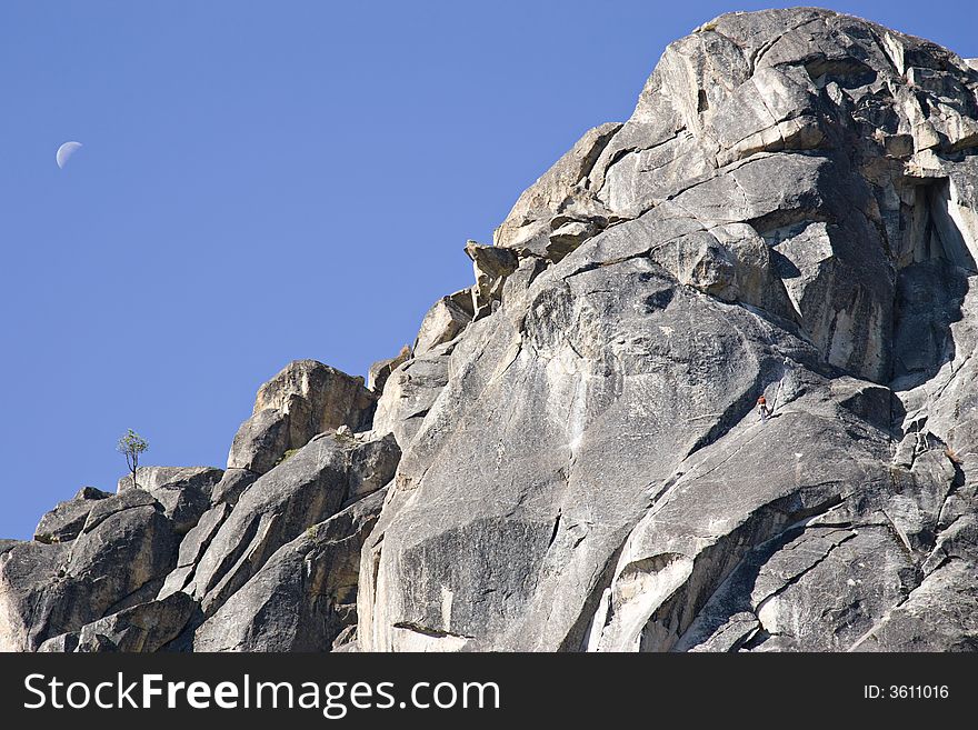 Rock climber at Donner Pass California