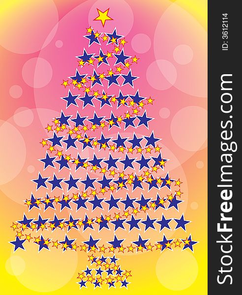Illustration of Christmas Tree with stars