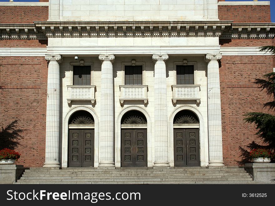 Entrance of hall of university of Tsinghua Beijing