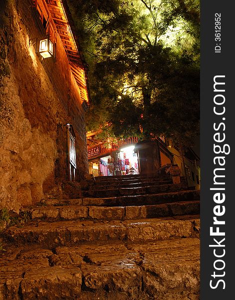 Night scene of Lijiang in Yunnan China