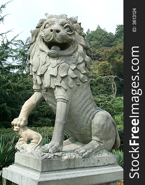 Stone chinese lion in Nanjing