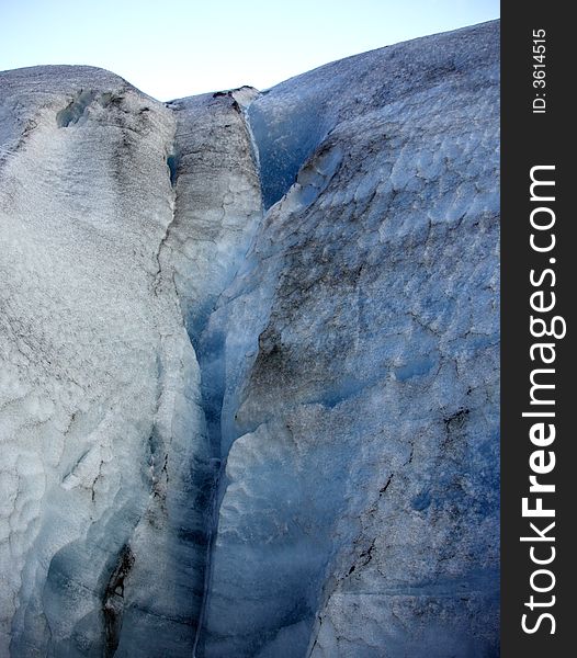 Blue ice of the glacier Skaftafell National Park Iceland