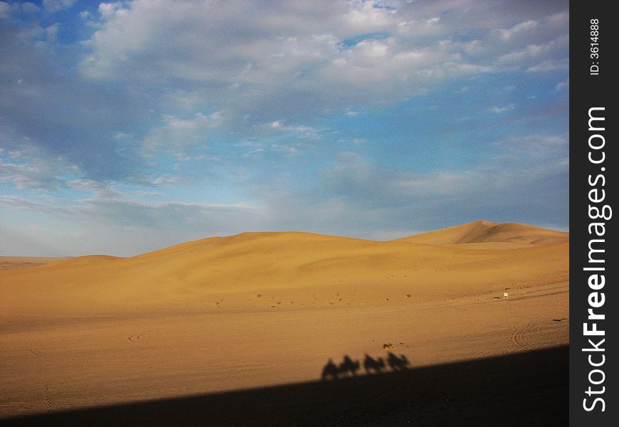 Wide desert has light side and shadow. Wide desert has light side and shadow