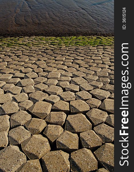 Geometric rocks at low tide of river. Geometric rocks at low tide of river