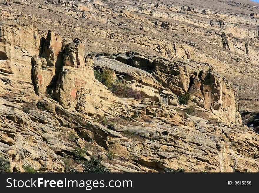 Georgian landscape in yellow and brown colours