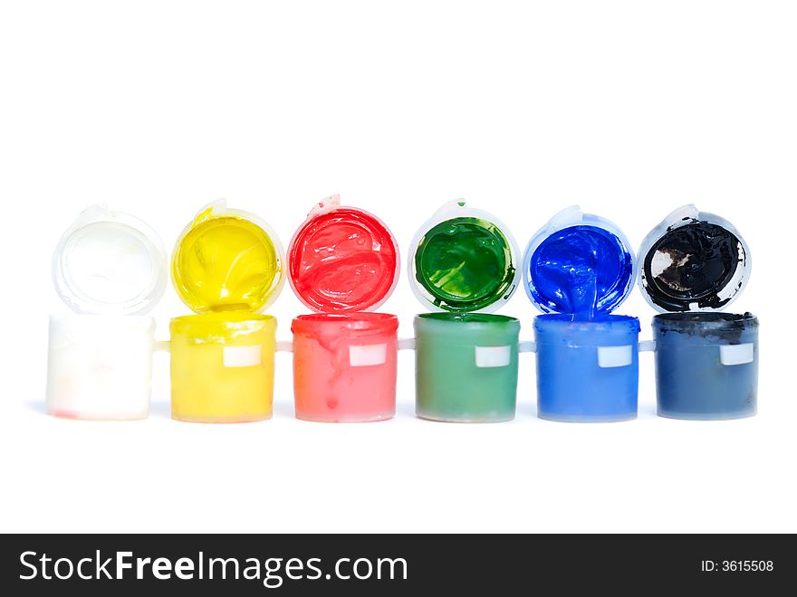 Set of the watercolor paints isolated over white background. Set of the watercolor paints isolated over white background